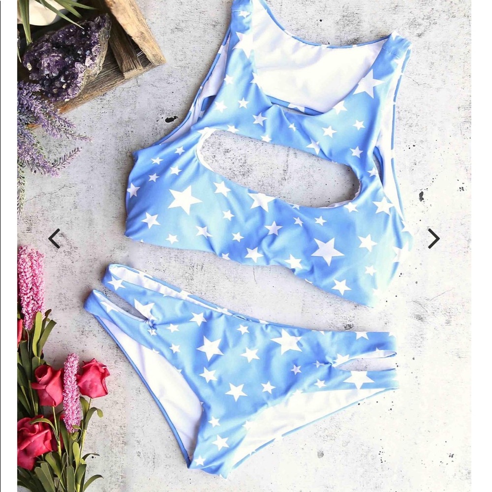 Blue w/ White Stars Bikini - Picture 2 of 6